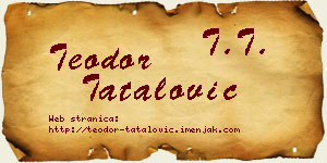 Teodor Tatalović vizit kartica